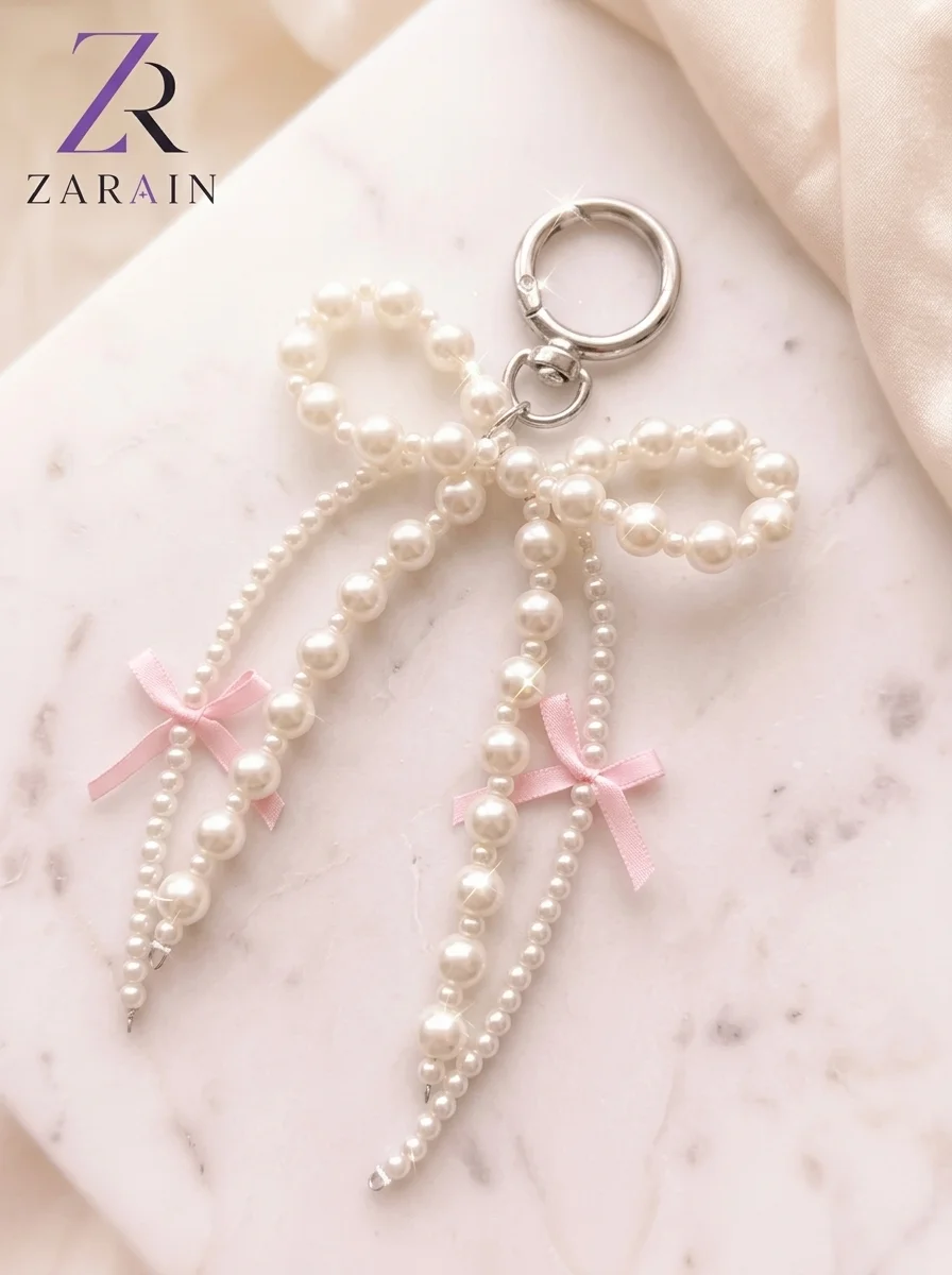 Ribbon Accent Pearl Bow Charm