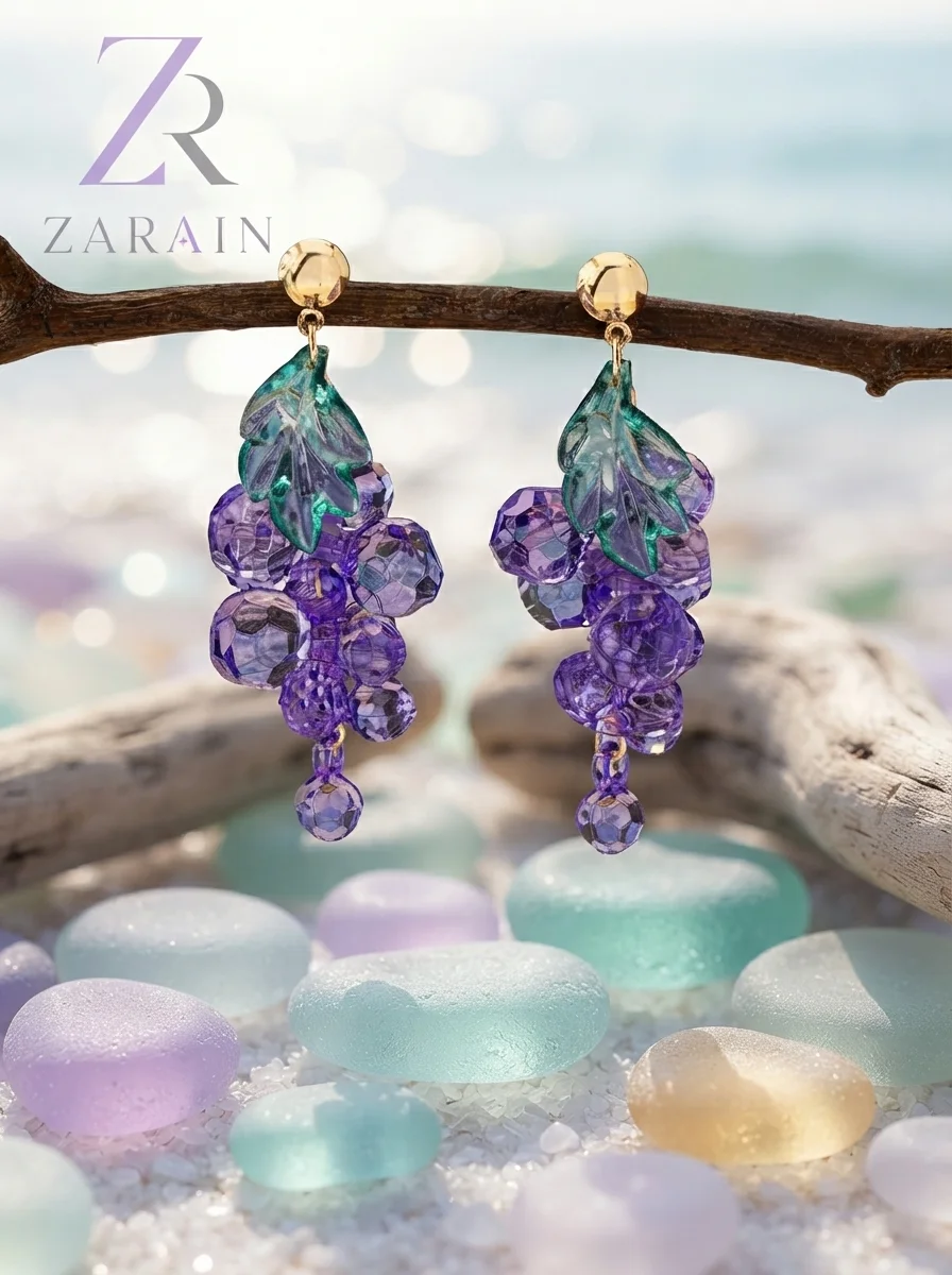 Amethyst Grape Drop Earrings
