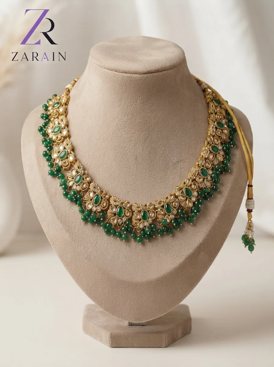 Traditional Beaded Kundan Choker Necklace Set