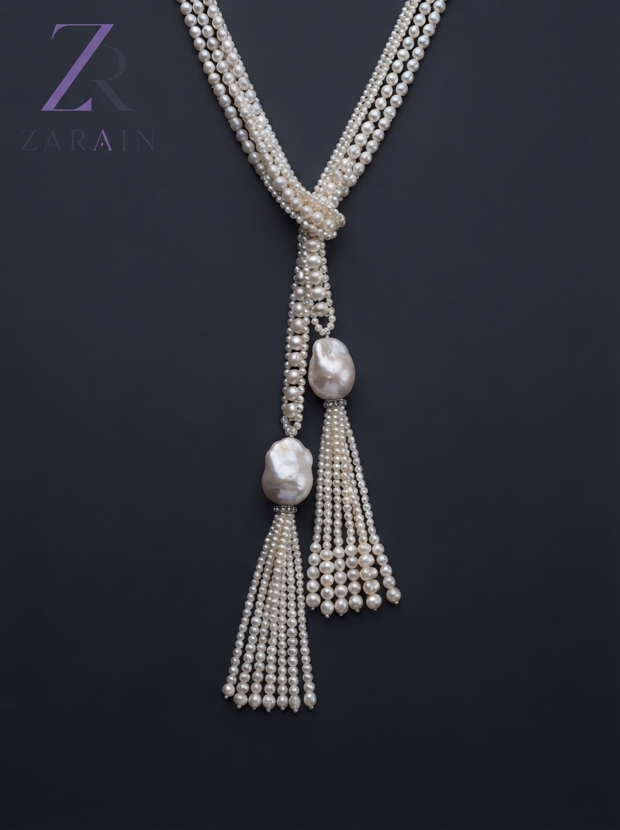 Zarain Multi-Strand Pearl Tassel Pendant