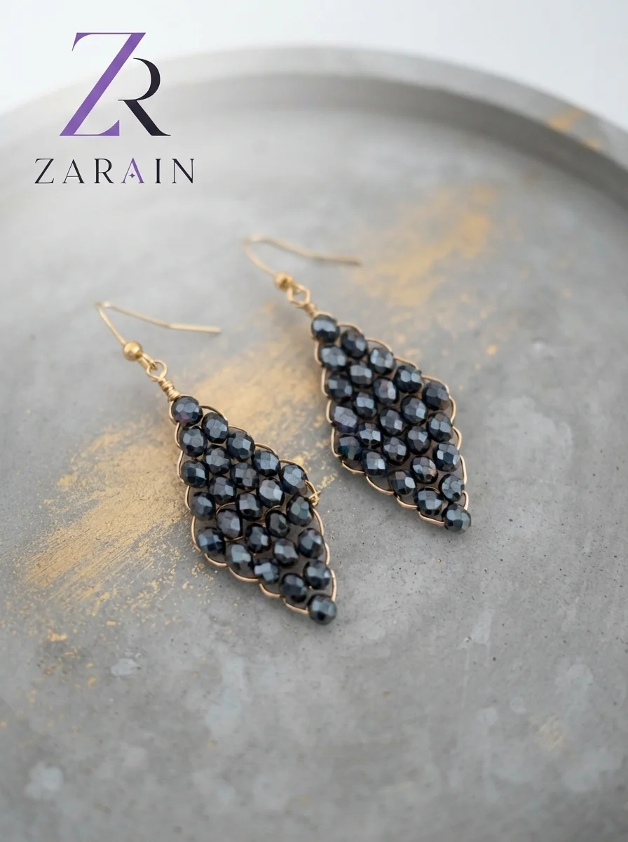 Zarain Midnight Obsidian Diamond Drop Earrings