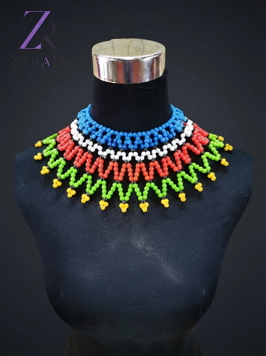Artisan Multicolored Beaded Collar Necklace