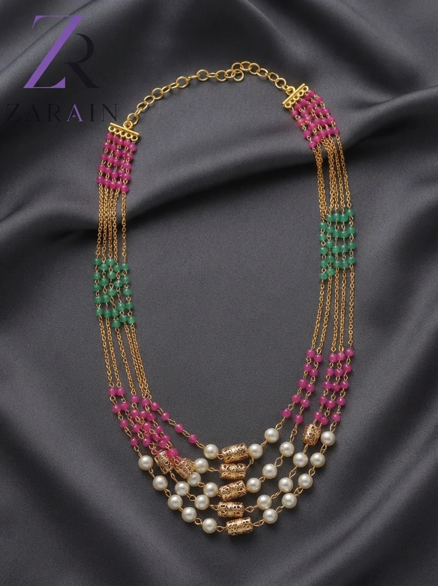Multi-Strand Beaded Long Necklace Set
