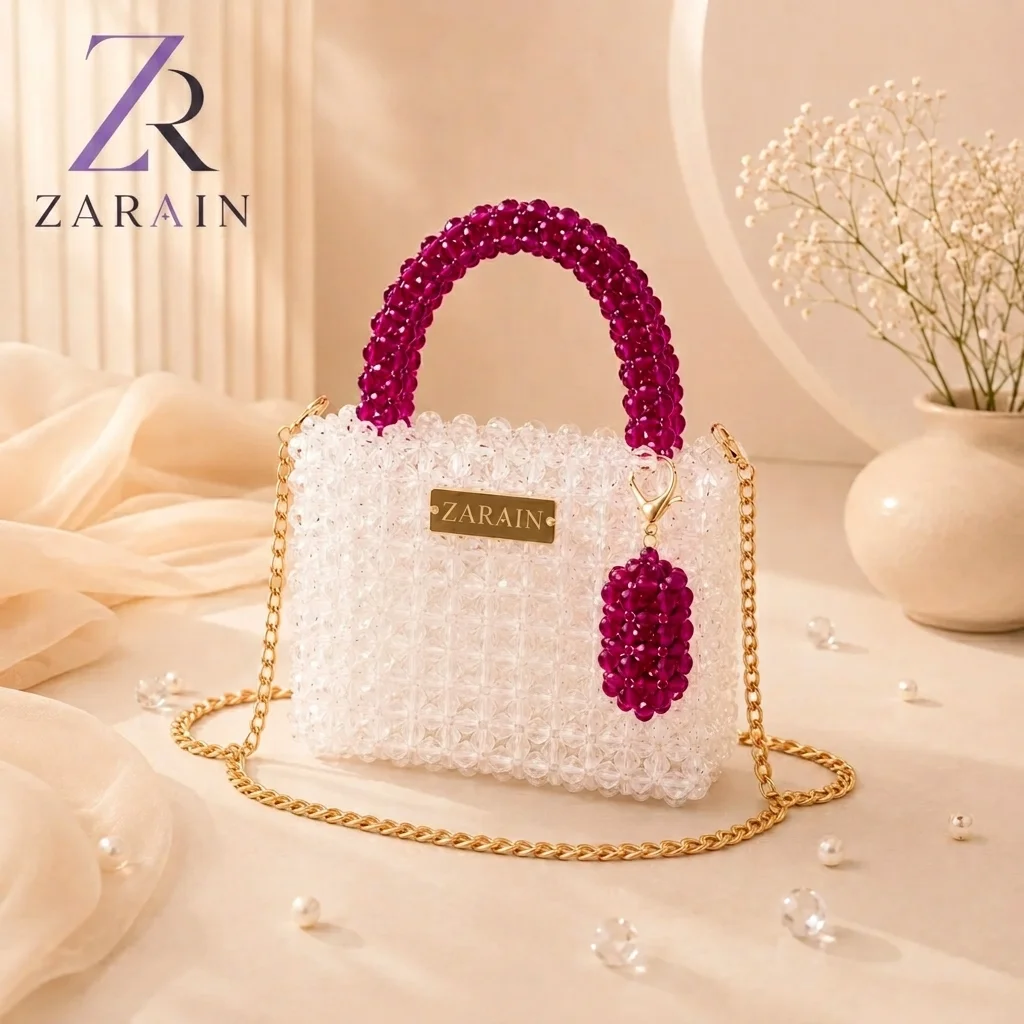 Blush Crystal Handmade Beaded Handbag