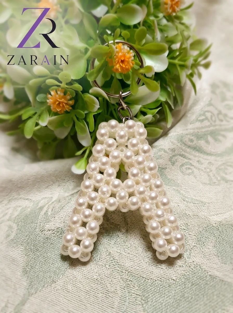 ZARAIN Handcrafted Pearl Alphabet Keychain