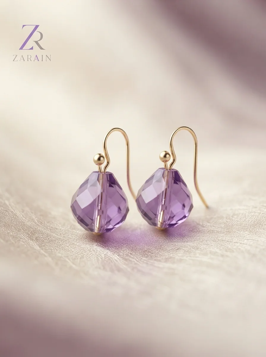 Amethyst Crystal Drop Earrings