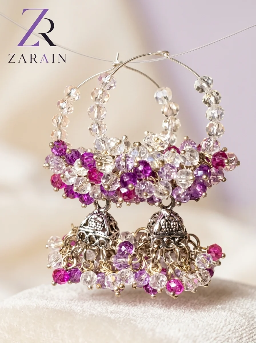 ZARAIN Crystal Jhumka Hoops