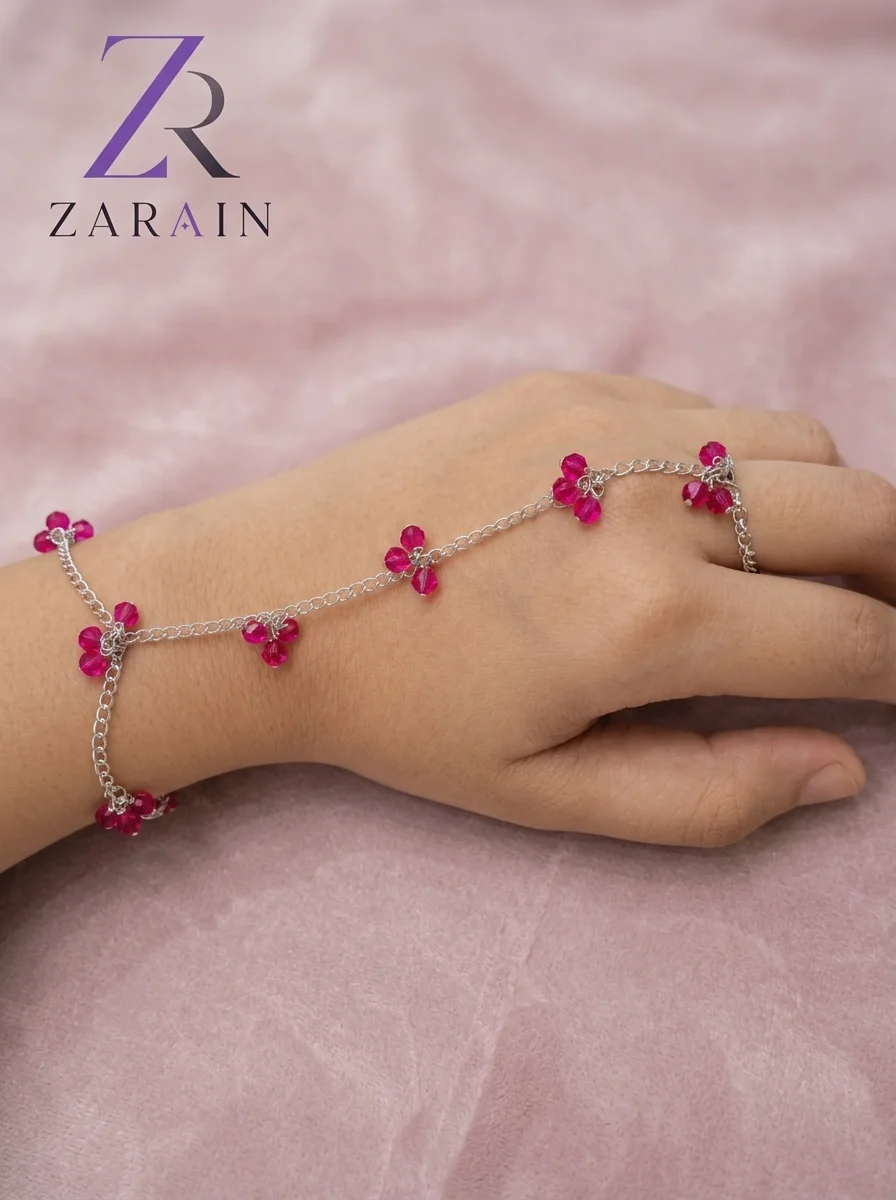 Blush Pink Beaded Flower Hand Harness