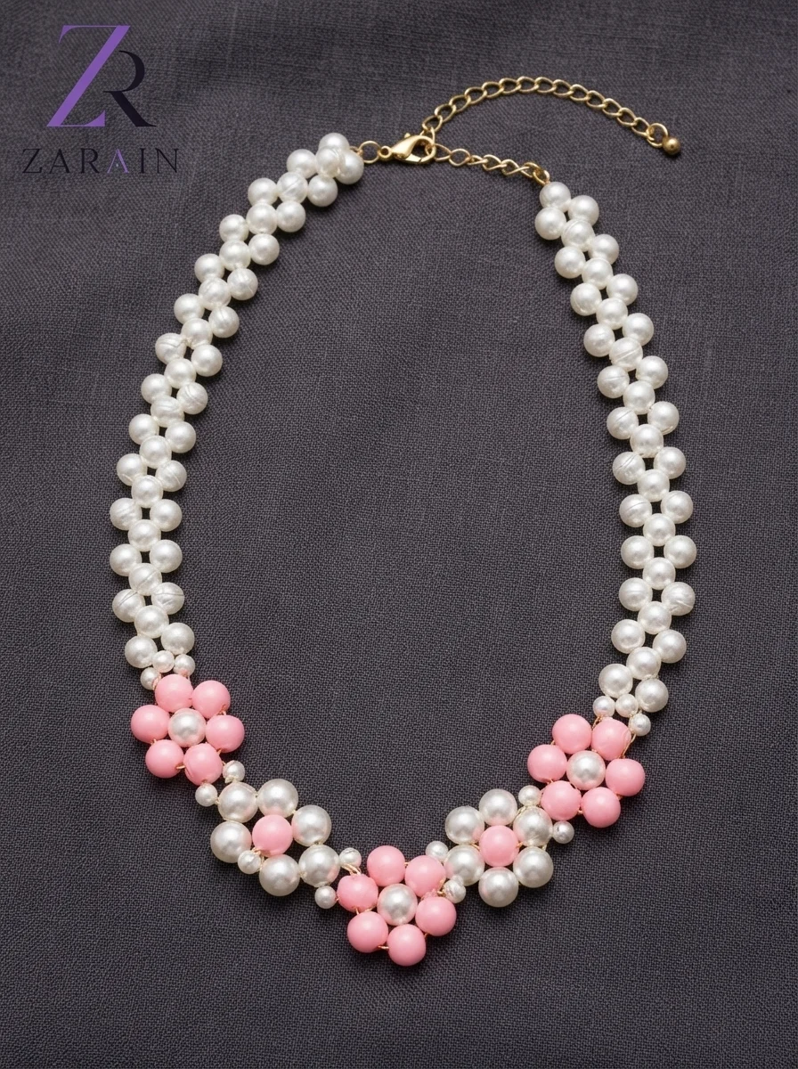 Zarain Pastel Blossom Pearl Necklace Set