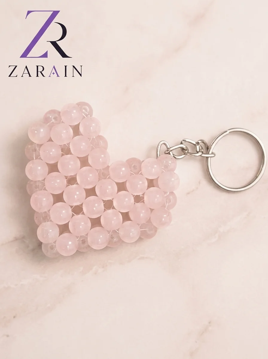 Rose Quartz Heart Keychain