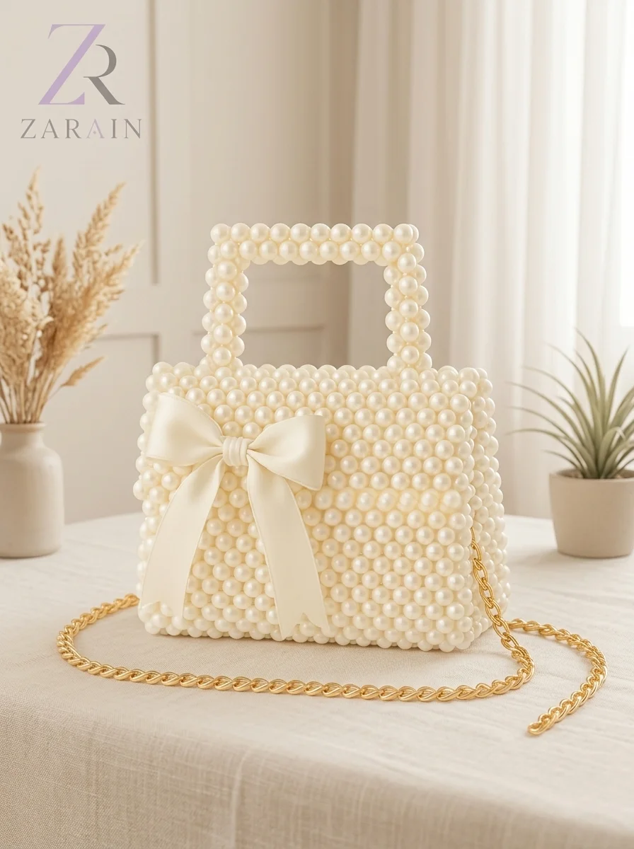 Luxe Pearl & Ribbon Tote