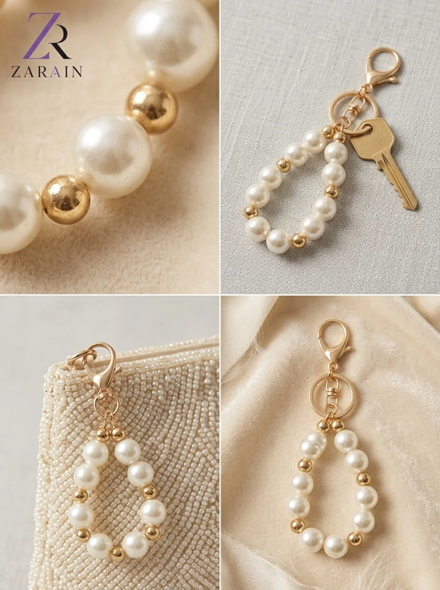 Pearl Loop Charm with Gold Accents