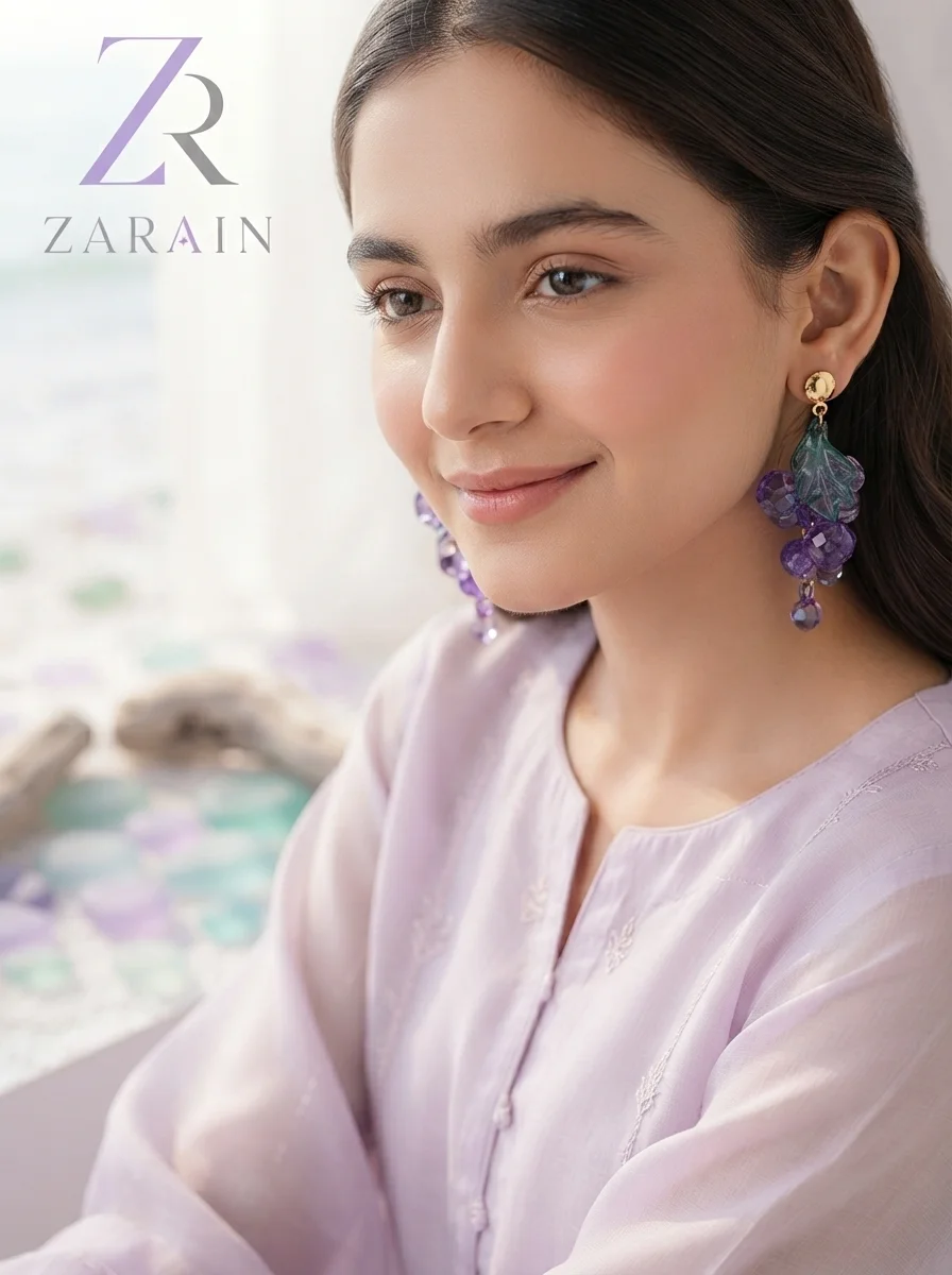 Amethyst Grape Drop Earrings