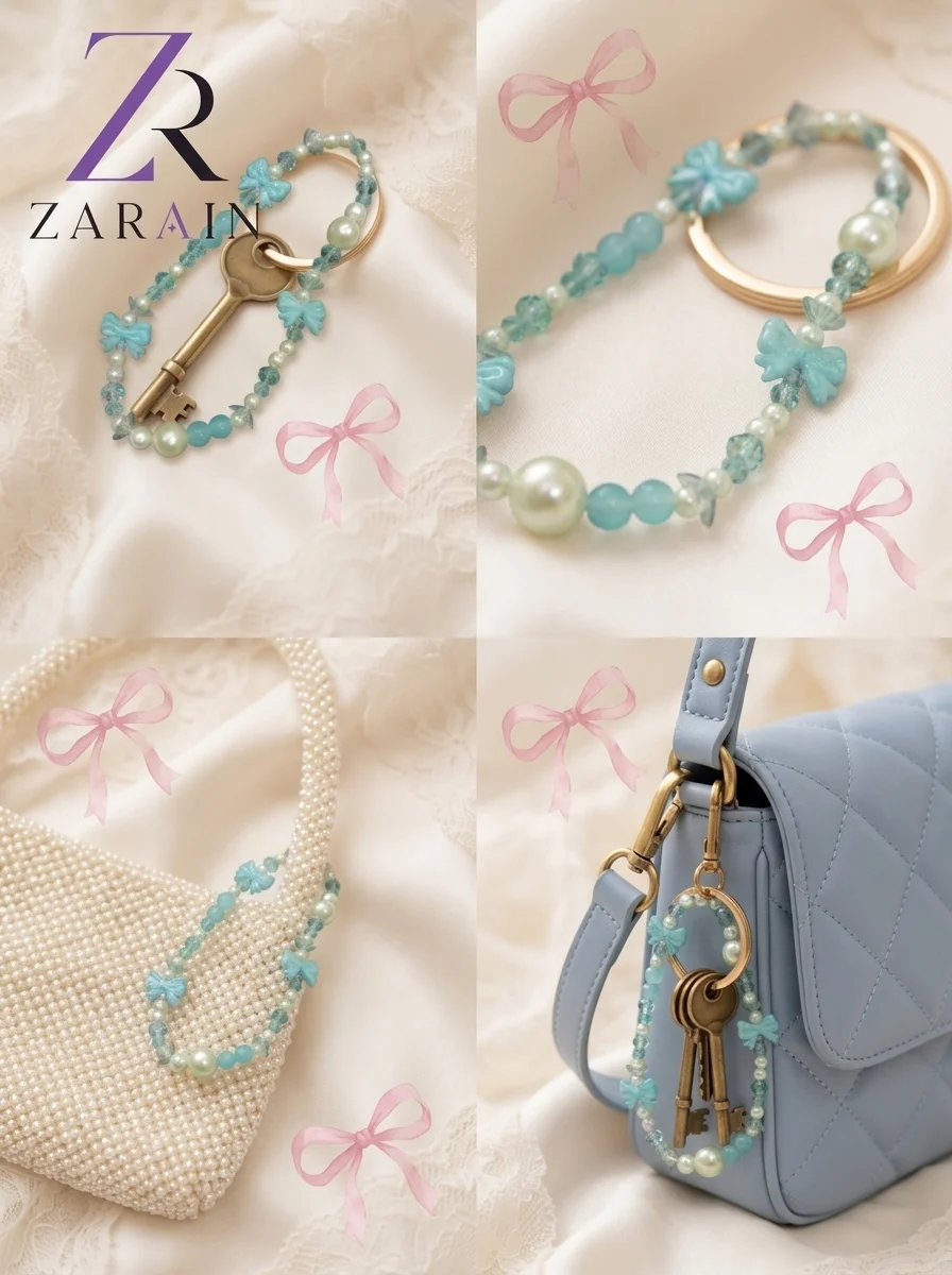 ZARAIN Aesthetic Bow & Pearl Phone / Bag Charm