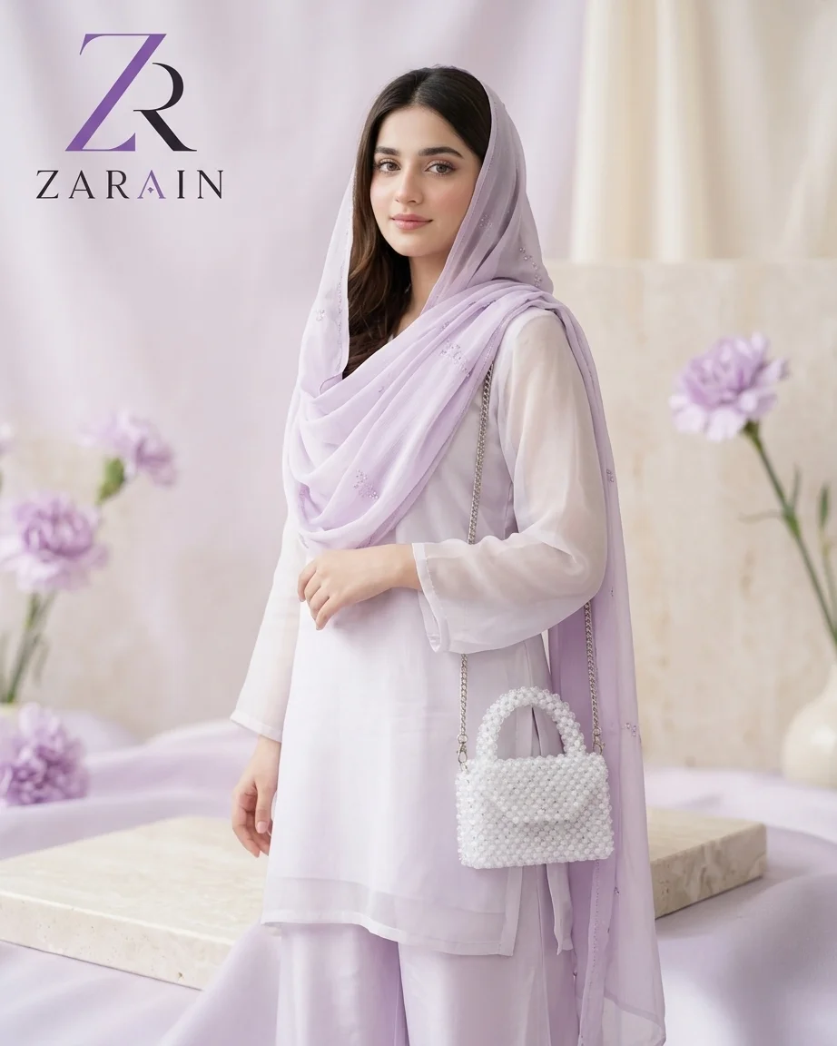 Zarain Lilac Sparkle Clutch