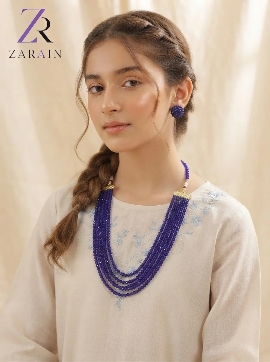 Azure Elegance Crystal Strand Necklace