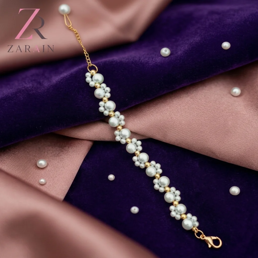 Royal Pearl & Gold Charm Bracelet