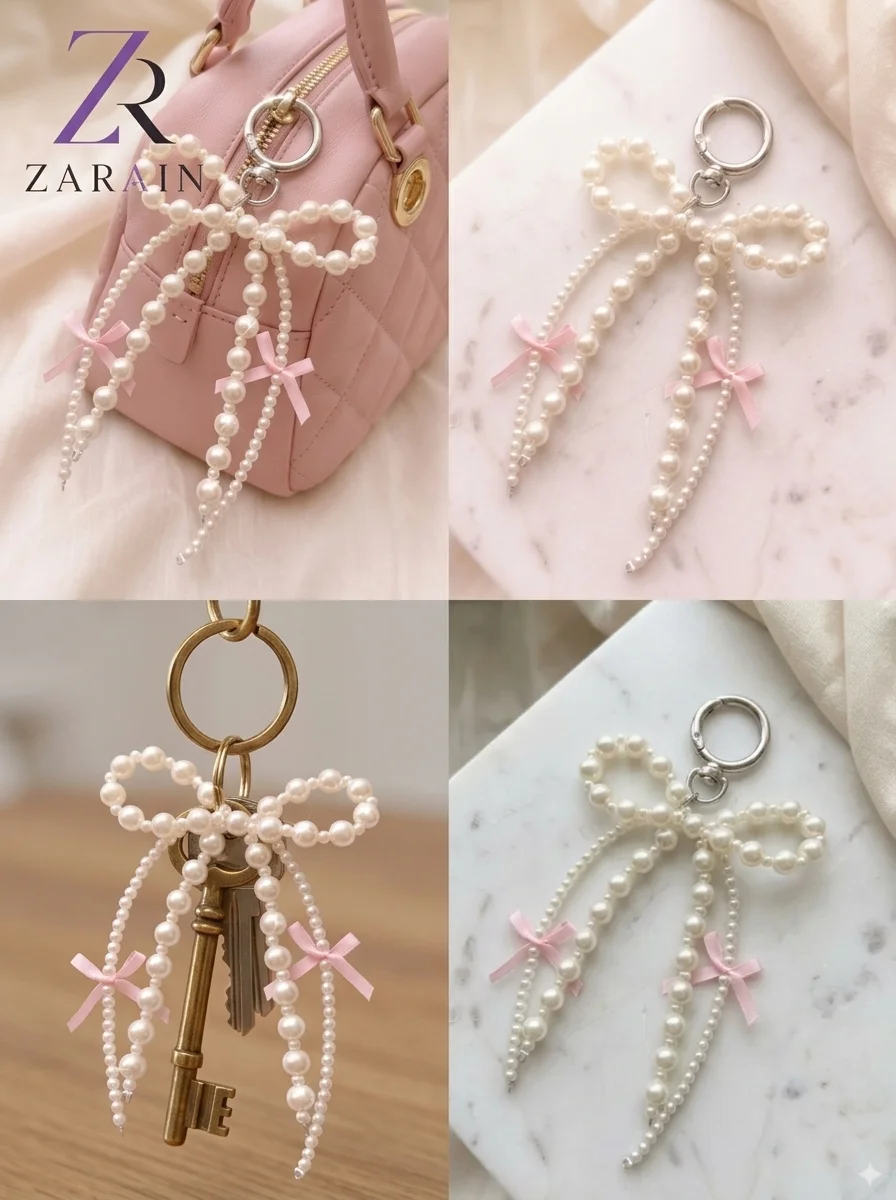 Ribbon Accent Pearl Bow Charm