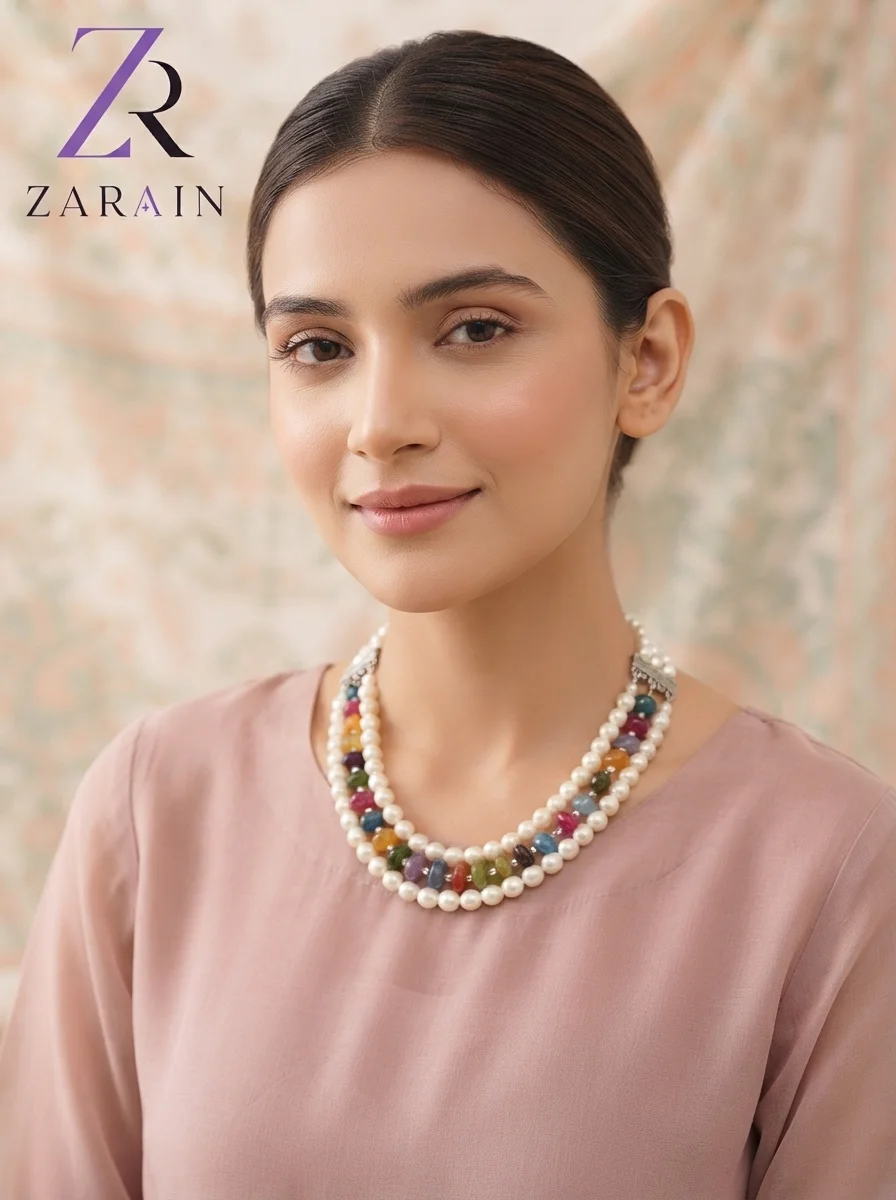 Zarain Regal Pastel Multi-Strand Necklace