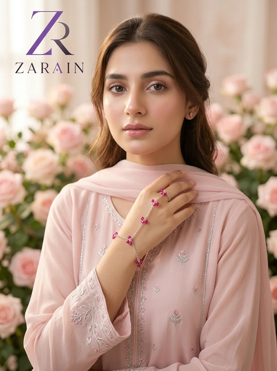 Blush Pink Beaded Flower Hand Harness