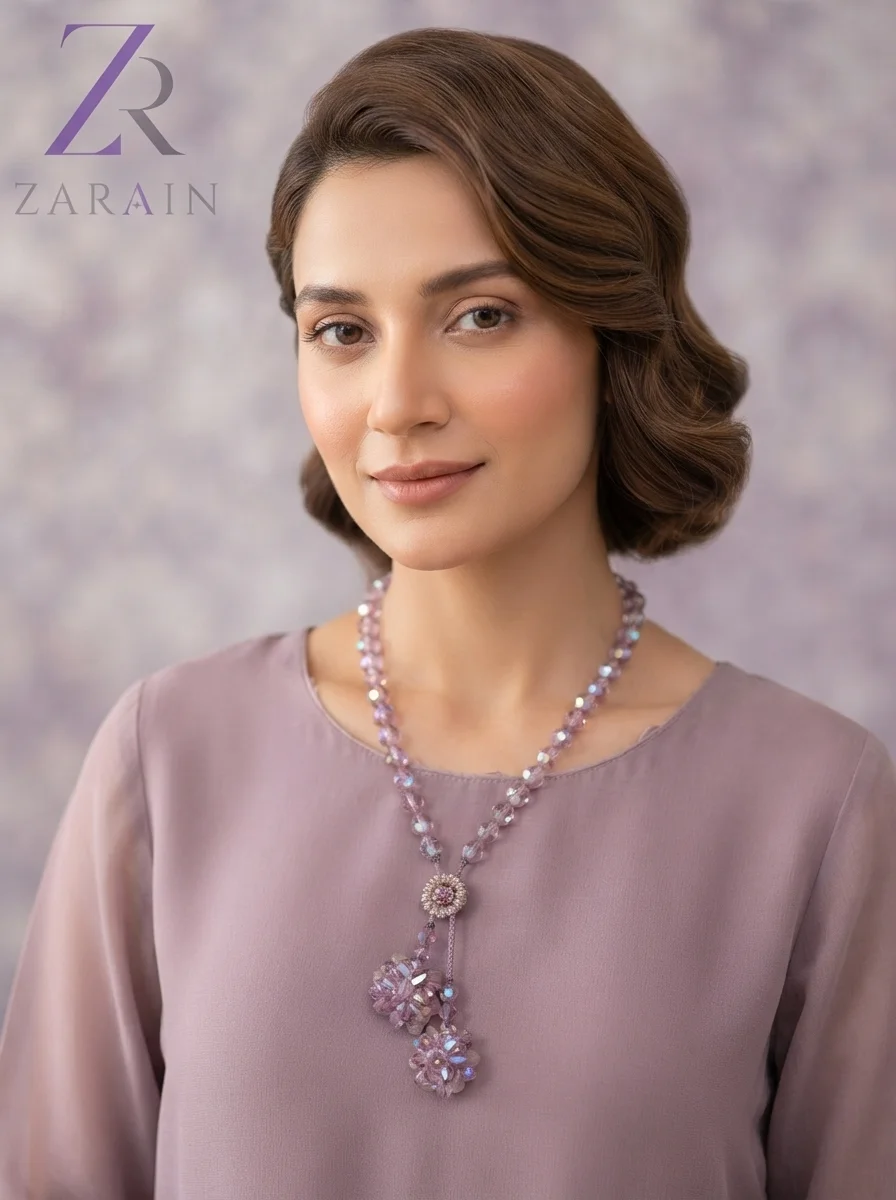 Lilac Bloom Beaded Pendant