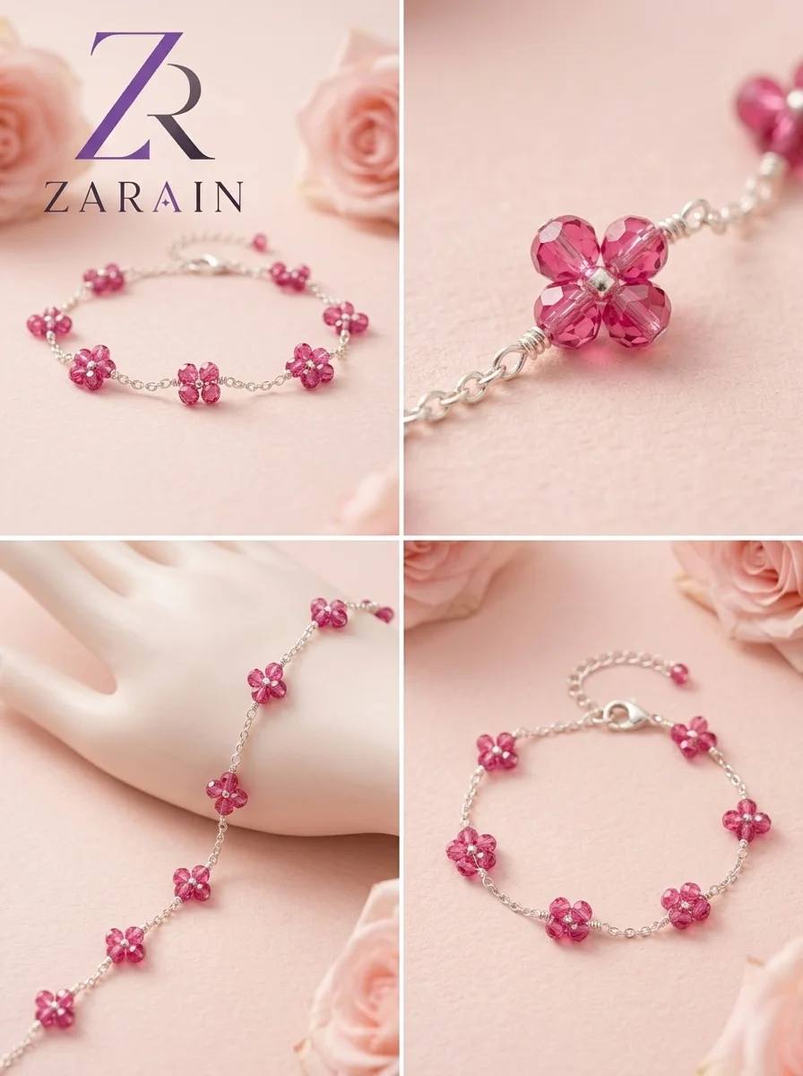 Blush Pink Beaded Flower Hand Harness