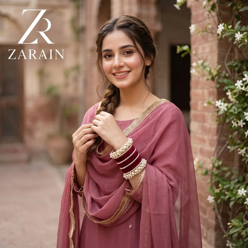 Zarain Velvet & Pearl Allure Bangle Set