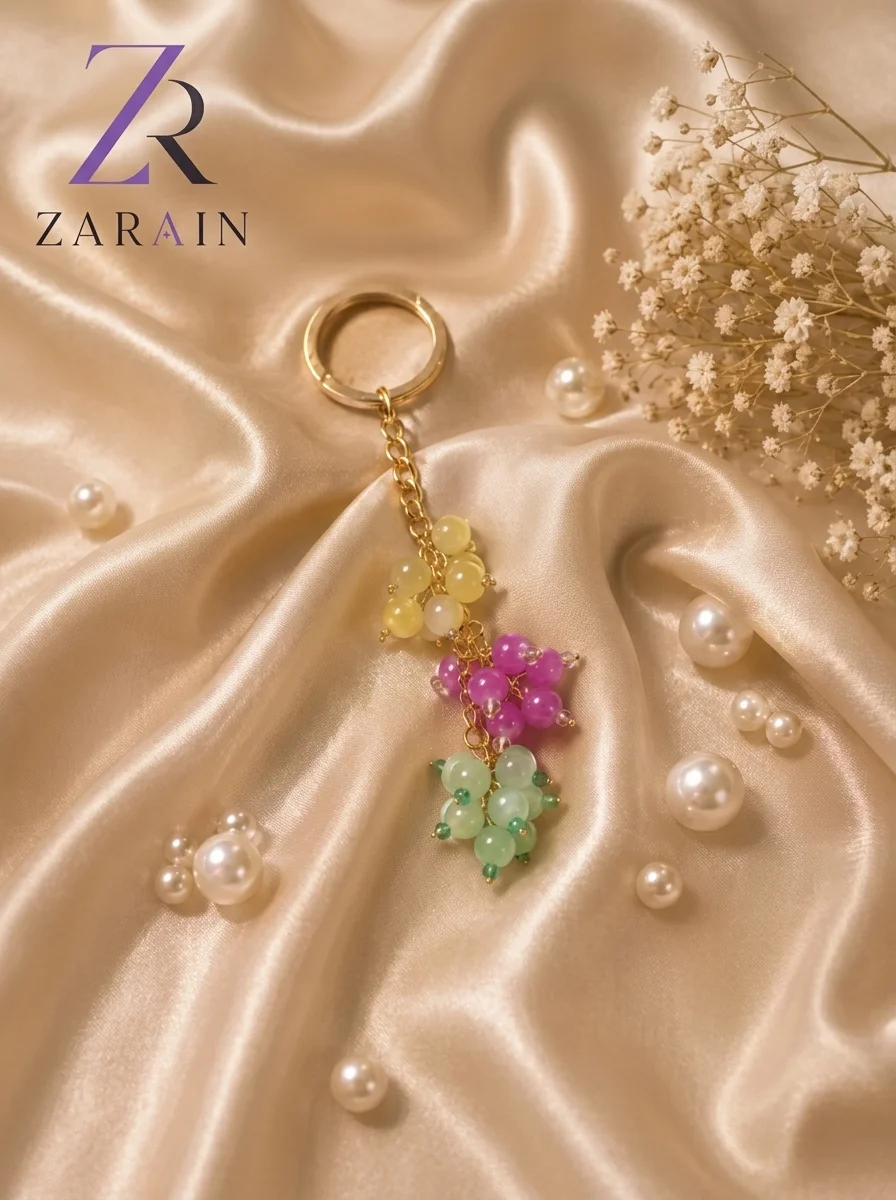 Pastel Gemstone & Pearl Keyring Charm