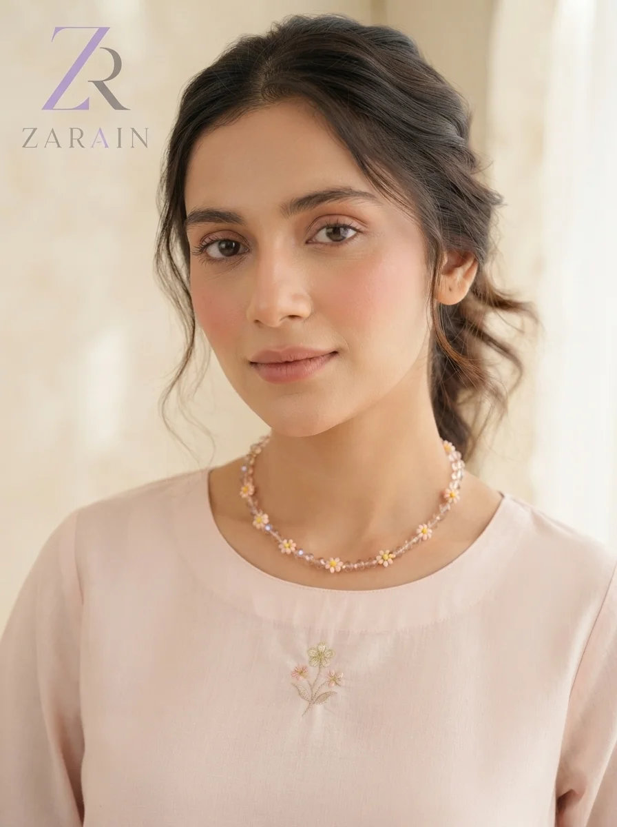 Rose Quartz Daisy Bloom Beaded