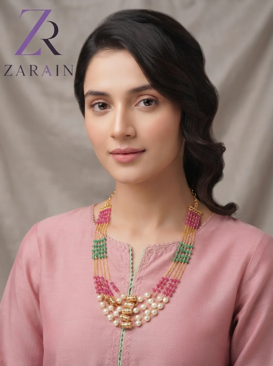 Multi-Strand Beaded Long Necklace Set