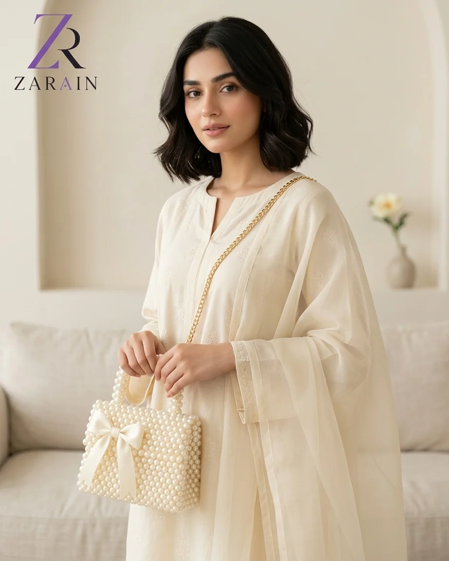 Luxe Pearl & Ribbon Tote