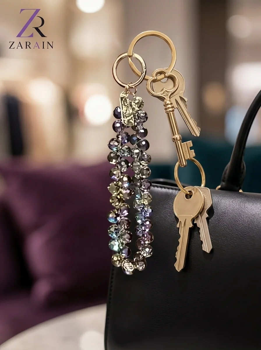 ZARAIN Iridescent Crystal Beaded Keychain & Bag Charm