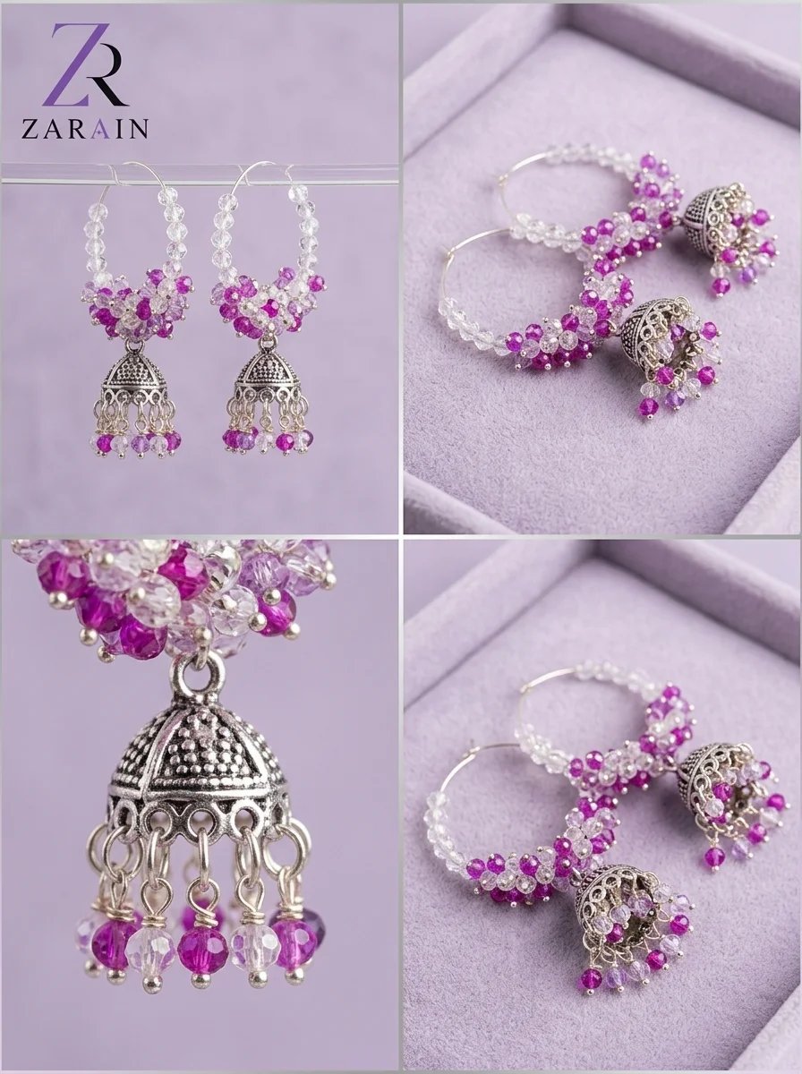 ZARAIN Crystal Jhumka Hoops