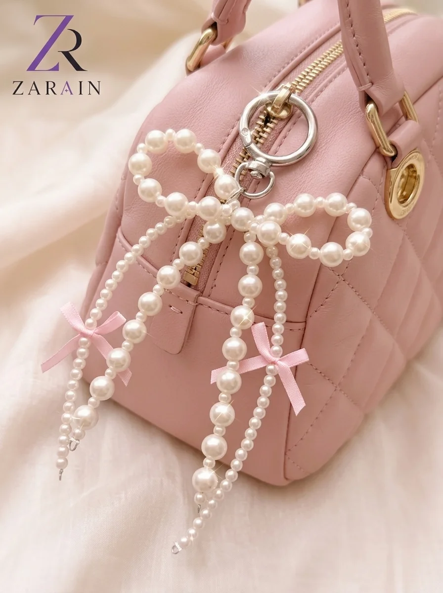 Ribbon Accent Pearl Bow Charm