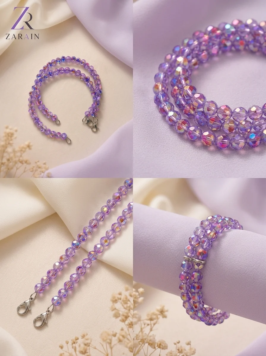 Zarain Iris Lavender Crystal Bracelet Pair Set