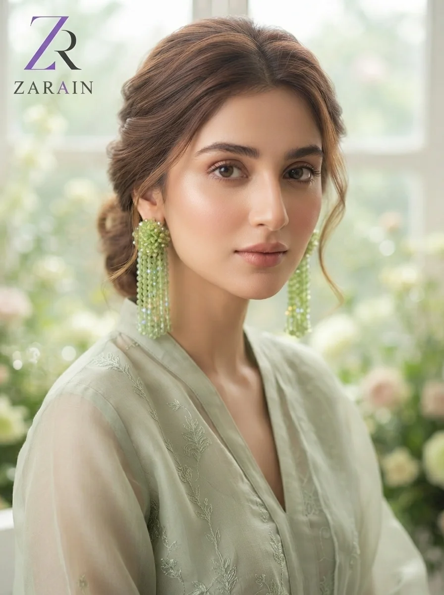 Mint Cascade Elegance Earrings