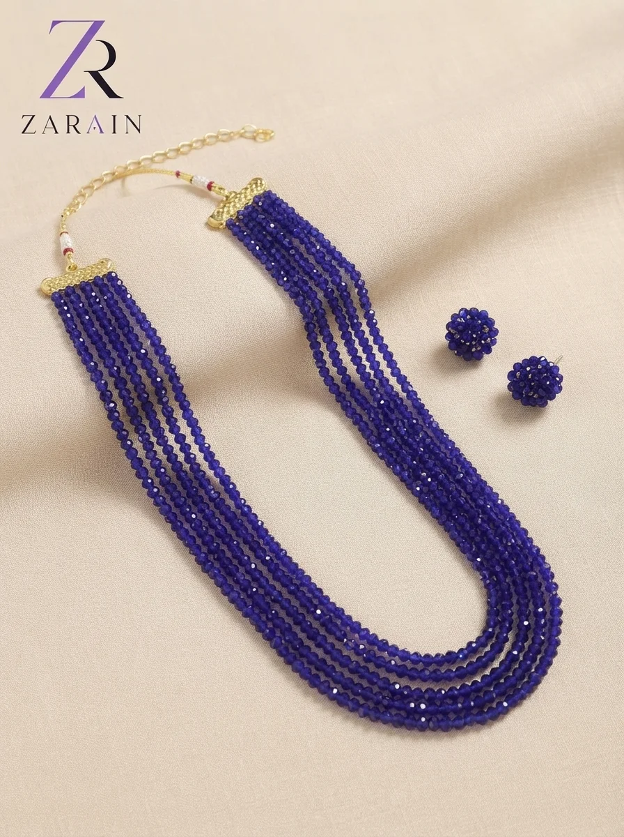 Azure Elegance Crystal Strand Necklace