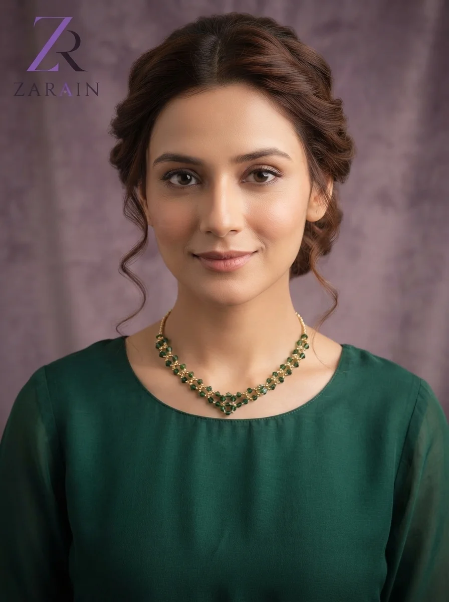 Emerald Radiance Beaded Set