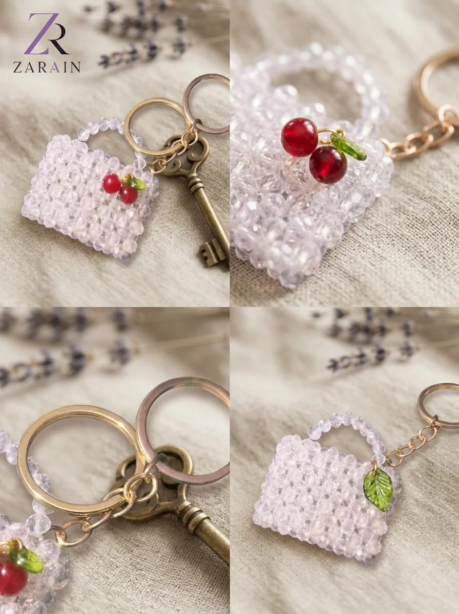 Crystal Bead Mini Purse Keychain