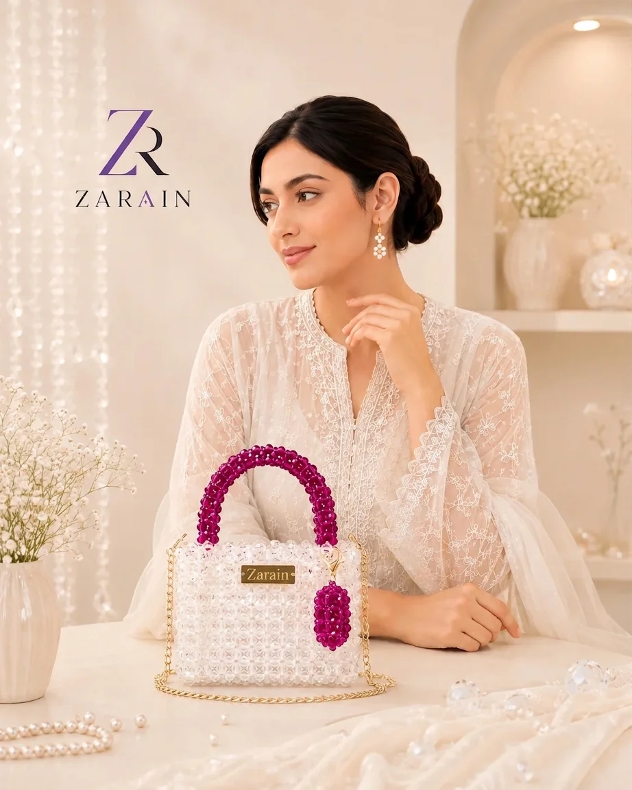 Blush Crystal Handmade Beaded Handbag