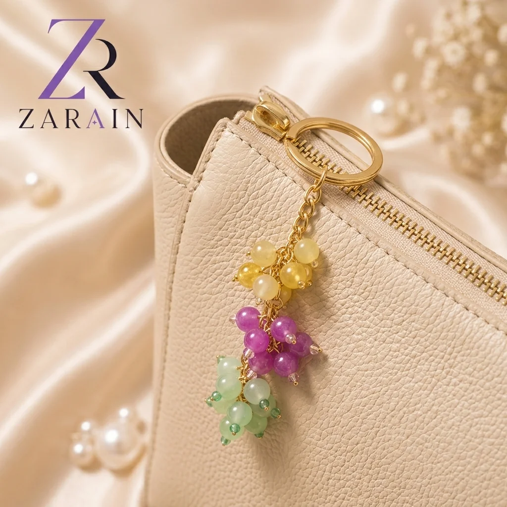 Pastel Gemstone & Pearl Keyring Charm